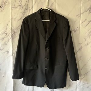 MERONA - BLACK/GREY PINSTRIPED SPORT COAT SUIT JACKET MENS 44R